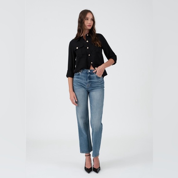 NWOT Elegant Black Long Sleeve Women's Dress Shirt - Picture 4 of 4